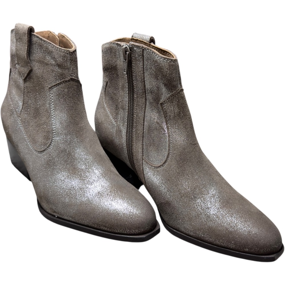 Seychelles Silver Leather Western Ankle Boots Women's 6.5 Metallic Cowgirl‎